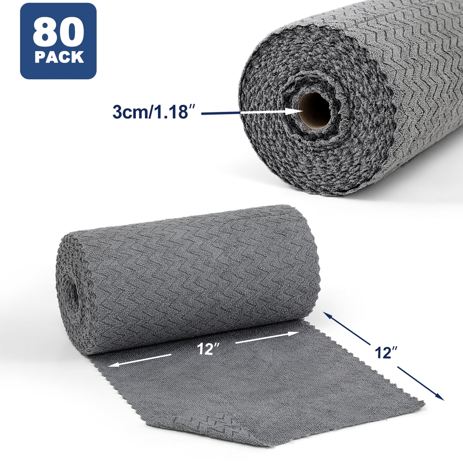 Beartech Microfiber Cleaning Cloth Roll,80 Pack Cleaning Towels,Lint Free Rags Paper Towels & Tear Away Reusable Towels,Washable Shop Rags wipe Cloth,Wash Cloths Dish Rags for Car Kitchen Window