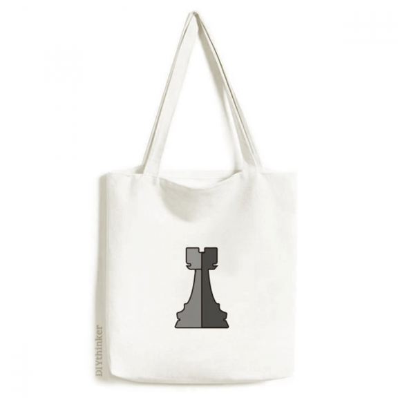 Checkerboard Rook White Word Chess Tote Canvas Bag Shopping Satchel Casual Handbag