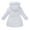 thumbnail image 3 of CYRBOKO Toddler Girls Coats Fur Trim Hood, Loose Long Sleeve Thermal Casual Winter Outerwear White Size 4-5 T, 3 of 3
