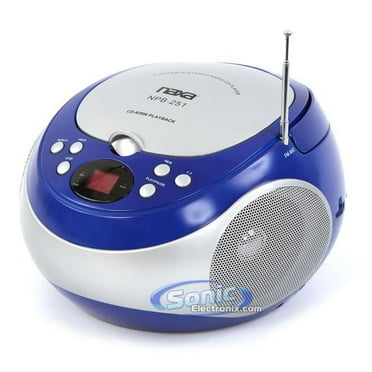 Portable AM & FM Radio CD Player Boombox Stereo Speaker System - Blue