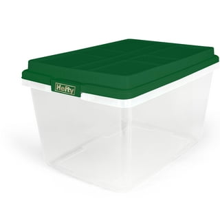 Hefty 72 QT HI-RISE Clear Plastic Storage Bin in Jade Dust Tint 