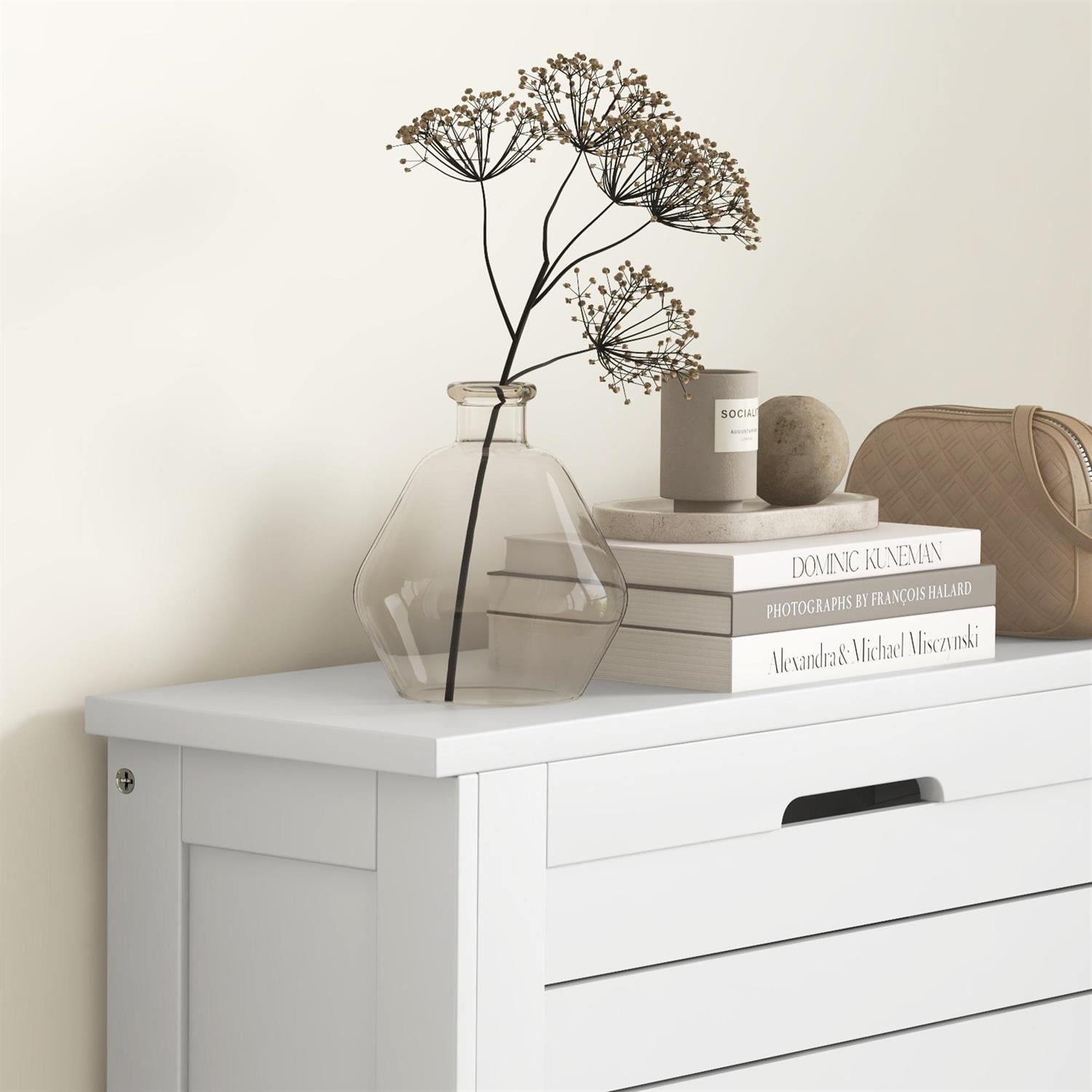 Demi Bonn 42" Shoe Storage Cabinet with Flip Drawers & Louver Doors, Modern Design for Home Use, Storage Solution with 6 Pairs Capacity, White