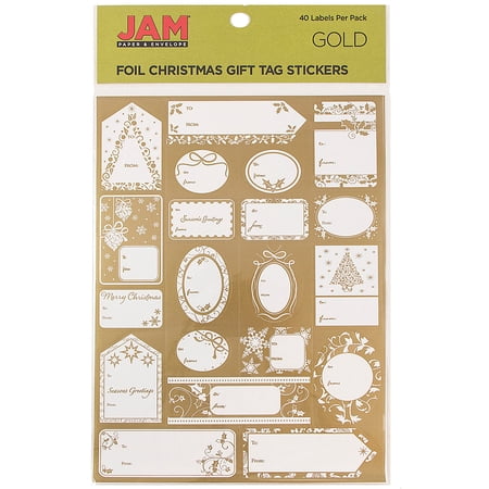 JAM Paper Foil Christmas Gift Tag/Pack, 40/Pack, Matte Gold