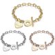 thumbnail image 2 of Pulseras de acero inoxidable con forma de corazón para mujer, regalo de fiesta, pulseras de moda con dijes, joyería con texto grabado., 2 of 5