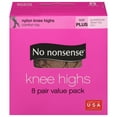 thumbnail image 2 of No nonsense Women's Sheer Knee Highs with Comfort Top 8 Pair Pack, Tan, Plus, 2 of 2