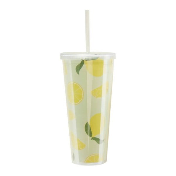 Ginger Ray 24oz Reusable Cup with Straw Light Green Lemon Print -  