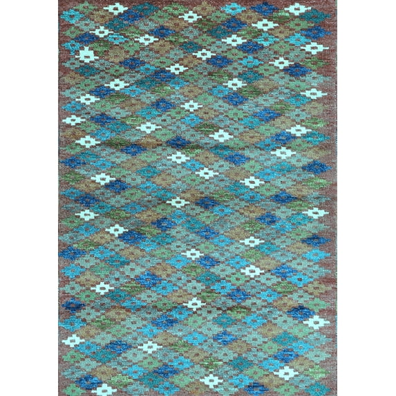Ahgly Company Indoor Rectangle Southwestern Light Blue Country Area Rugs, 7' x 9'