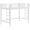 thumbnail image 6 of Leumius Twin Size Metal Loft Bed Frame, Loft Bed with Easy Climbing Ladder and Guardrails for Kids Teens Adults White, 6 of 9