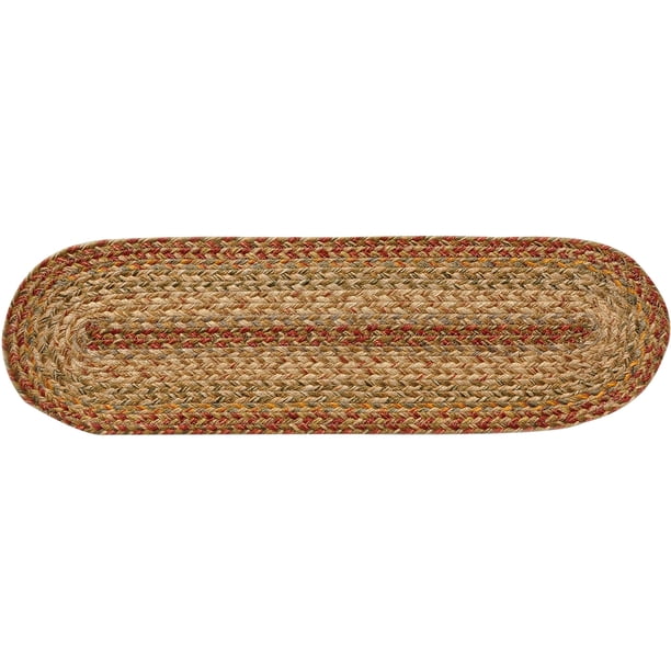 Homespice Decor 8" x 28" Stair Tread Oval Harvest Jute Braided