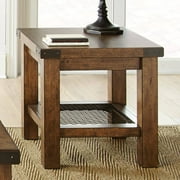 Steve Silver Hailee Square Brown Wood End Table in Distressed Oak