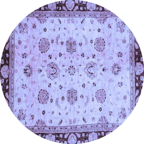 Ahgly Company Indoor Round Oriental Blue Traditional Area Rugs, 5' Round