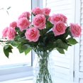 thumbnail image 1 of Simulación de rosa hidratante, decoración del hogar, accesorios de boda, flor falsa, simulación de flor, rama única, sensación de tela de seda hidratante, rosa, 1 of 1
