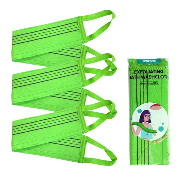 Toallita exfoliante para la espalda SPORONG, larga, 80 x 9 cm, 3 unidades, verde