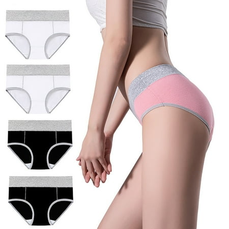 ATOYSOY Women s Shapewear Control Briefs Seamless for Ladies Plus Size Hip Lifting Cotton Panties  4 Pack Multipack Stretchy Clearance Underpants Solid Panty Classic Briefs Girls Comfy L