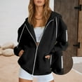 thumbnail image 5 of Women's Casual Zip Up Hoodie - Solid Color Loose Fit Long Sleeve Sweatshirt Jacket, Cozy and Warm Basic Hooded Outerwear for Fall and Winter, 5 of 9