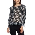thumbnail image 3 of 1.STATE Womens Lace Inset Pullover Blouse, Green, X-Small, 3 of 5