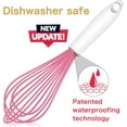 thumbnail image 2 of MaxxMarket Pink Silicone Whisk, Sealed Waterproof Design Set of 3, Professional Kitchen Whisks for Cooking Non-Scratch, Silicone&Stainless Steel Whisk, Heat Resistant 480°F Rubber wisk, BPA free, 2 of 14