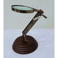 thumbnail image 2 of Nautical Desktop Brass Magnifying Glass Vintage Style W/ Wooden Stand, 2 of 5