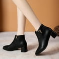 thumbnail image 5 of Women Boots Chunky Heel Pointy Toe Ankle Short Boots with Side Zipper Fashion Casual Warm Fall Winter Shoes for Women Black 7.5, 5 of 7