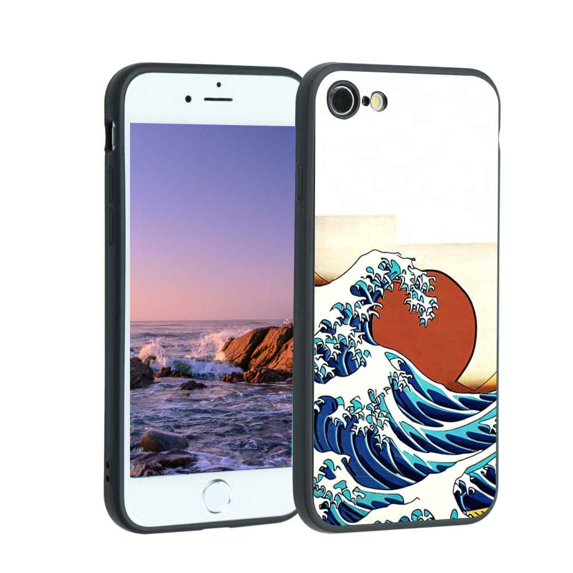 Compatible with iPhone 8 Phone Case, Japanese-Kanagawa-Great-Wave-Aesthetic-Abstract-Art-Cute19 Case Men Women, Flexible Silicone Shockproof Case for iPhone 8