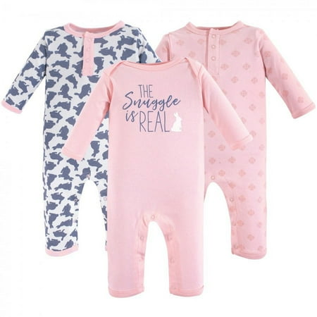 UPC: 0660168920505 | Yoga Sprout Baby Girl Cotton Coveralls 3pk  Snuggle Bunny  0-3 Months