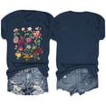 thumbnail image 3 of Blusas de Verano de las Mujeres Flor Impresa Cuello Redondo Manga Corta Superior, Verano Superior de las Mujeres, 3 of 4