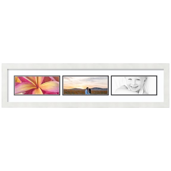 ArtToFrames Collage Photo Picture Frame with 3 - 4x10 Openings, Framed in White with Super White and Black Mats (CDM-3966-67)