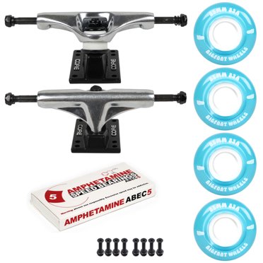 Skateboard Package 5.0 (7.75") Silver Trucks 55mm 83A Blue Cruiser Wheels Abec 5