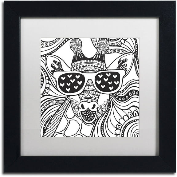 Trademark Fine Art "Cool Giraffe" Canvas Art by Hello Angel, White Matte, Black Frame