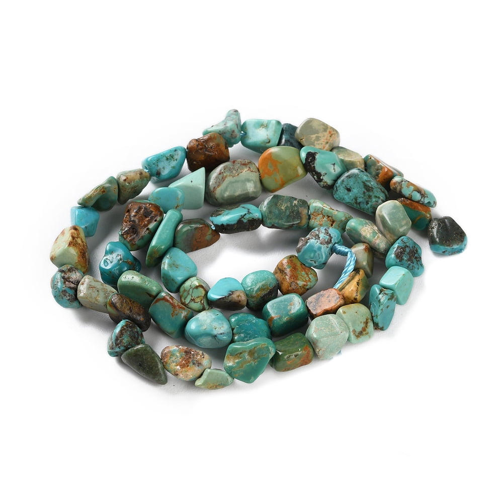 Natural Hubei Turquoise Beads Strands Nuggets Tumbled Stone 4.5~11.5x3~7x3.5~6mm Hole: 1.2mm about 48~68pcs/strand 15.35~15.94''(39~40.5cm)