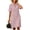 Pink, variant on Guieoi Summer Dresses for Women V-Neck Short-Sleeve Cotton-Linen Casual Straight-Cut Solid-Color Dress with Pockets White S
