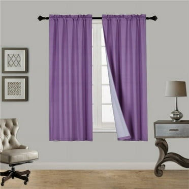 1 Purple Single Panel Solid Foam Lined Blackout Window Curtain Panel Treatment Drape Rod Pocket Size 63" Long R64