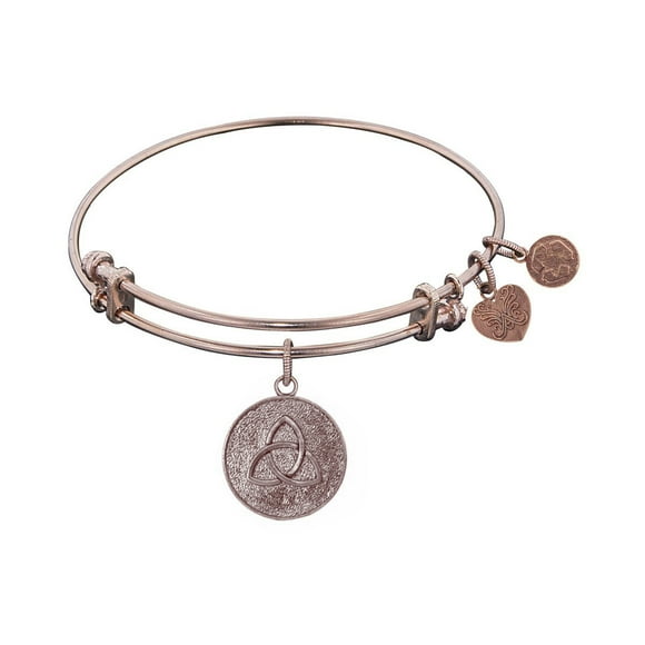 Pink Stipple Finish Brass Triquetra Angelica Bangle Bracelet, 7.25"