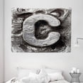 thumbnail image 1 of Letter C Tapestry, Fused Elements Aluminum Style Minuscule C Words First Name Theme Background Artwork, Wall Hanging for Bedroom Living Room Dorm Decor, 80W X 60L Inches, Silver, by Ambesonne, 1 of 2