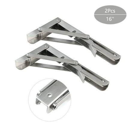 

2X Silver Folding Shelf Bracket Heavy Duty Wall Mounted Triangle Collapsible16