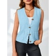 thumbnail image 3 of Women's V Neck Button Up Sleeveless Vest Sweater Knitted Casual Cardigan with Pockets, 3 of 6