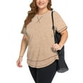 thumbnail image 5 of WellSize Womens Plus size Tops Curved Hem Summer Short Sleeve Shirts Loose Casual Tunic Tee, 5 of 8