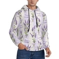 thumbnail image 2 of Honeii Lavender Flowers Pattern Mens Hoodies Men's Loose Sleeve Sweatshirt,Pullover Hooded Sweatshirt for Men,Essentials Hoodie-Large, 2 of 7