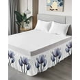 thumbnail image 4 of Abstract Ombre Bed Skirt Queen Size 16&nbsp;Inch Drop, Blue Tulip Ray White Wrap Around Dust Ruffle Bedskirts, Wrinkle & Fade Resistant Easy Fit Bedskirt with Adjustable Elastic, 4 of 8