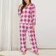 thumbnail image 2 of Balery Plaid Heart Conjunto de Pijama con Estampado para Mujer, Conjunto de Dos Piezas con Manga Larga, Ropa de Dormir Suave con Bolsillos, Pijamas Cómodos-Small, 2 of 7