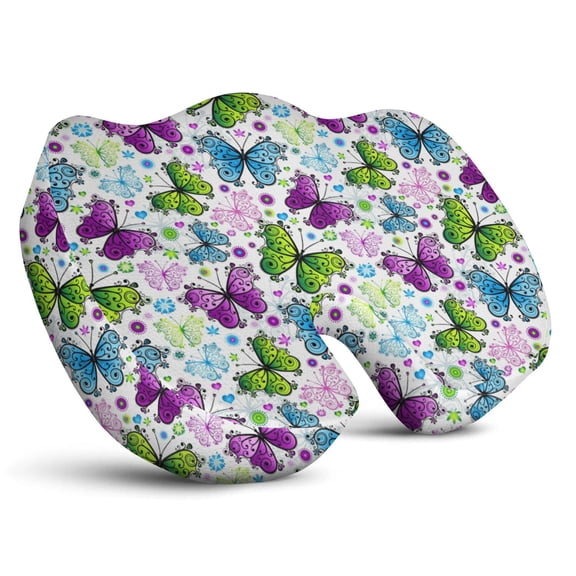 Premium Butterfly Pattern Memory Foam Seat Cushion Ergonomic Chair Pad for Office Chair, Car, Airplane & Bleachers Sciatica, Tailbone Hip & Back Pain Relief - Chair Cushion for Long Office Workers.