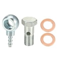 thumbnail image 1 of 12 mm de diámetro M12x1.5 Banjo Manguera Barb Bolt Accesorios Universal Banjo Fitting Línea de combustible con arandelas de cobre para motocicleta Coche Tono plateado - Paquete de 4, 1 of 1