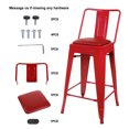 thumbnail image 4 of Leejay Red 24 inch High Back Metal Barstools with Red Vegan Leather Seat,Set of 3, 4 of 5