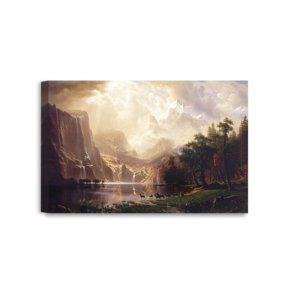 DECORARTS - Among the Sierra Nevada, California - Albert Bierstadt. Art Reproductions. Giclee Canvas Print Wall Art for Home Decor 24x16
