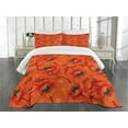 thumbnail image 3 of Ambesonne Orange Quilted Bedspread Set 3 Pcs, Poppy Flower Romance, King Size, Burnt Orange Yellow, 3 of 5