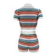 thumbnail image 5 of JFOPQVSM Crochet Sets Two Piece Women Summer Causal Knit Short Sleeve Button Down Shirt and Shorts Matching Set Jumpsuit, 5 of 5