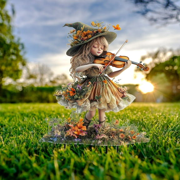 PPgejGEK Forest Elves Deer Acrylic Garden Stake Outdoor Yard Decor Weatherproof Lawn Ornament Potted Plant Accent Piece 8.86x11.81 Inch