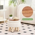 thumbnail image 4 of Pouf Ottoman, 100% Cotton Knitted Boho Footstool, Round Footrest with Non-Skid Wood Legs, Home Décor Handmade Pouffe, Leisure Floor Step Stool for Living Room (Storage Beige), 4 of 8