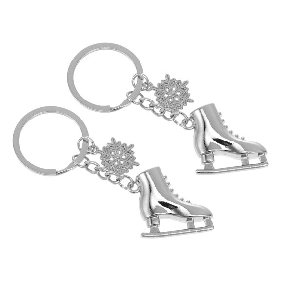 2Pcs Silver Alloy Ice Skates Pendant for Bag Decor Keychain Charm Gift 3.5cm