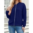 thumbnail image 6 of Women'S Zip Up Cardigan Sweater Hoodies Long Sleeve Jacket Outfits Crewneck Casual Coat Blue M, 6 of 8